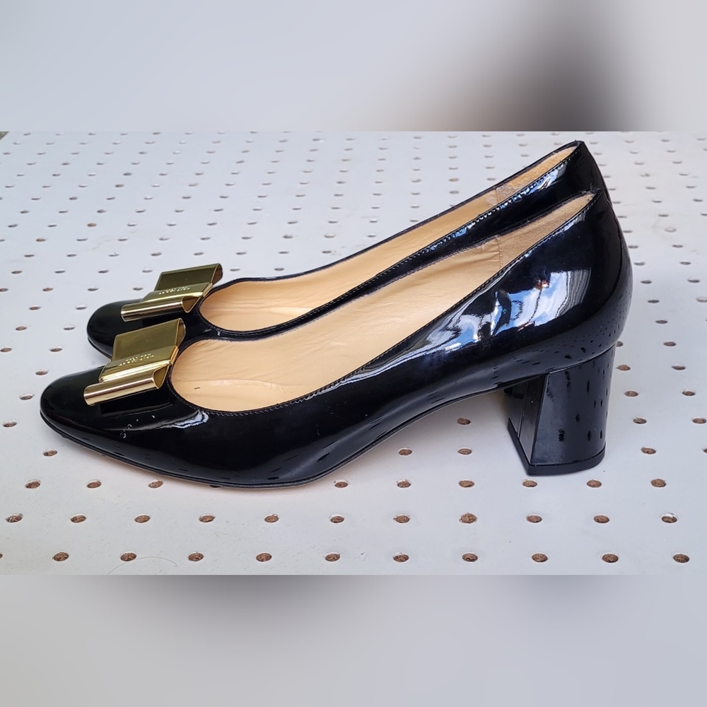 Kate Spade Gold Bow Block Heel